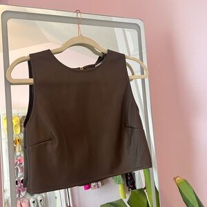 Brown Leather Tank Top